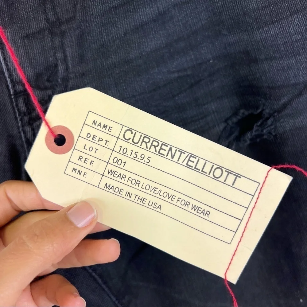 Current Elliott‎ The Skinny Distressed Black Jeans